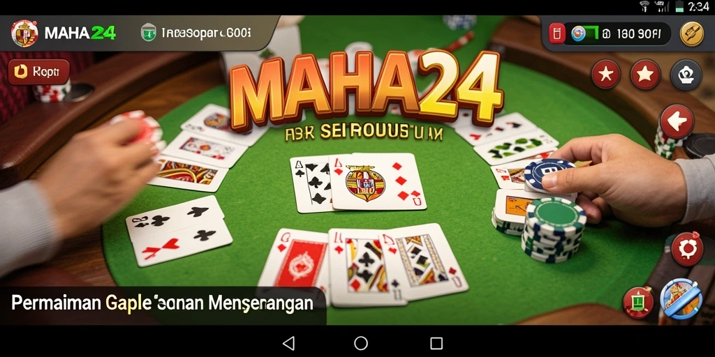 Tampilan gameplay seru dalam MAHA24 saat bermain Gaple.