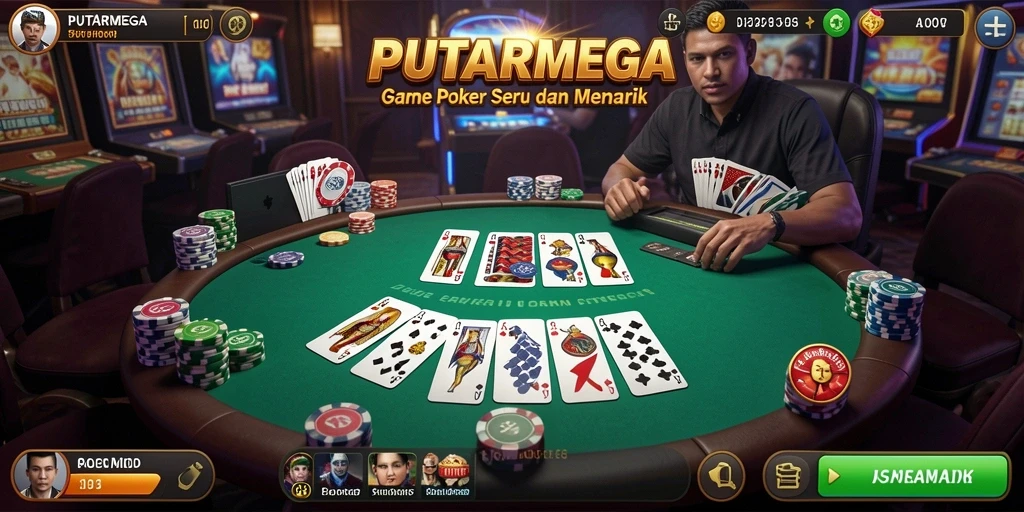 Screenshot utama PUTARMEGA menampilkan gameplay Poker yang menarik.