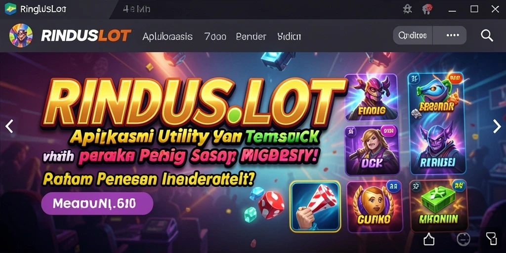 Tampilan utama RINDUSLOT menunjukkan berbagai fitur utility yang memudahkan pengguna.